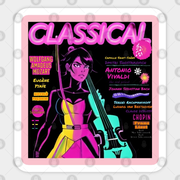 Classical music in neon Sticker by The Illegal Goat Company